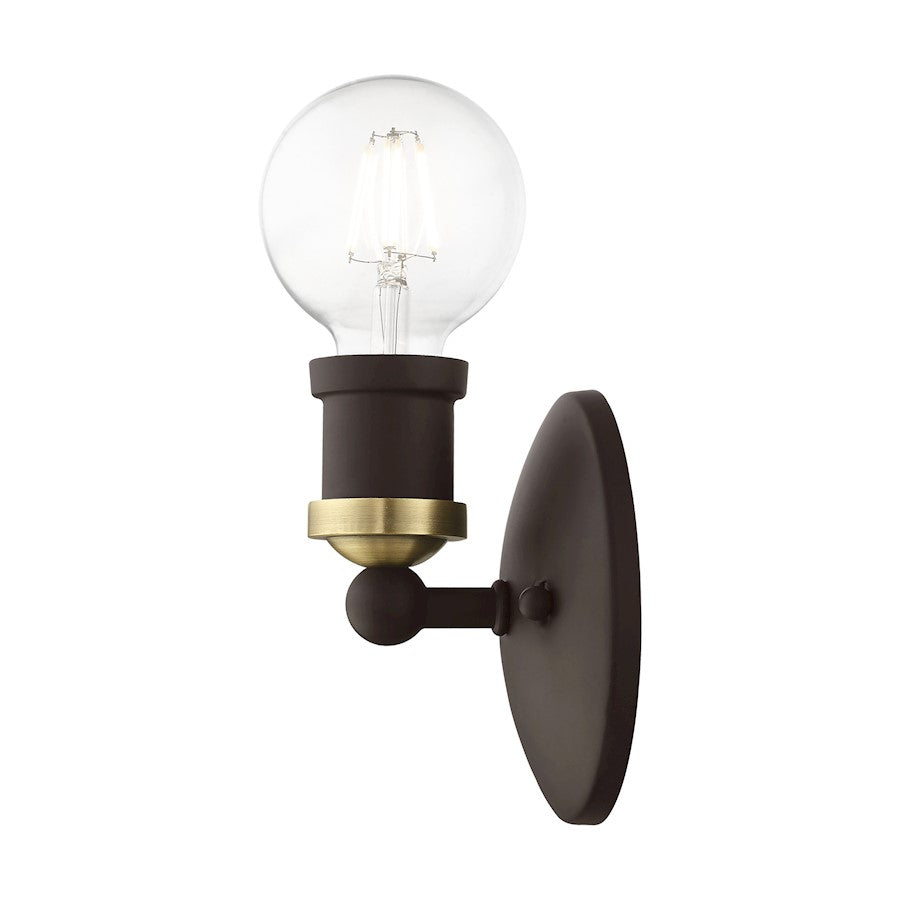 Livex Lansdale 1 Light ADA Wall Sconce, Bronze/Antique Brass