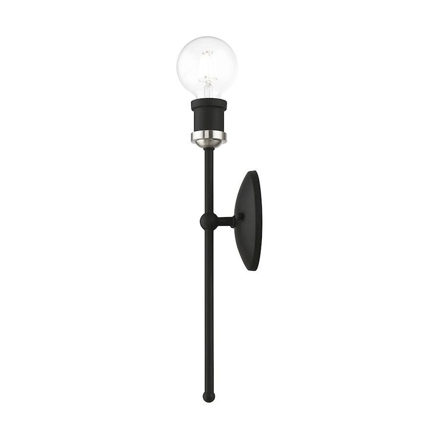 Livex Lansdale 1 Light ADA Single Sconce, Black/Brushed Nickel