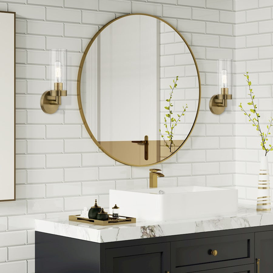 Livex Ludlow 1 Light ADA Single Sconce, Antique Brass/Clear