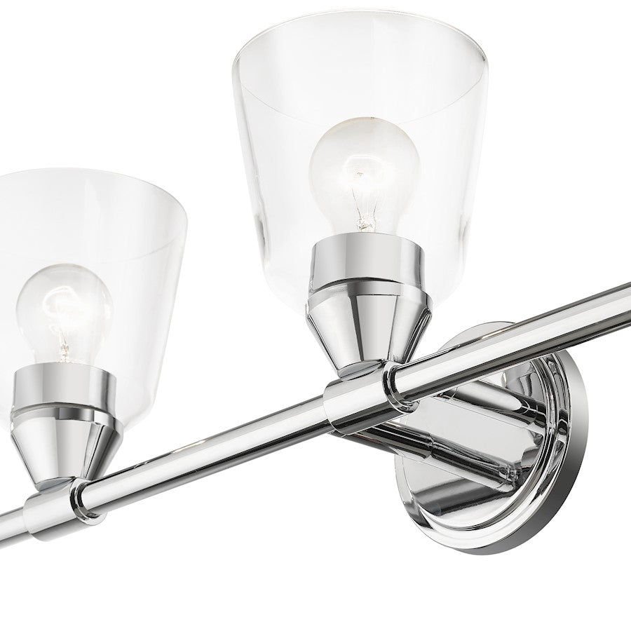 Livex Catania 5 Light Large Vanity Sconce, Chrome/Hand Blown Clear