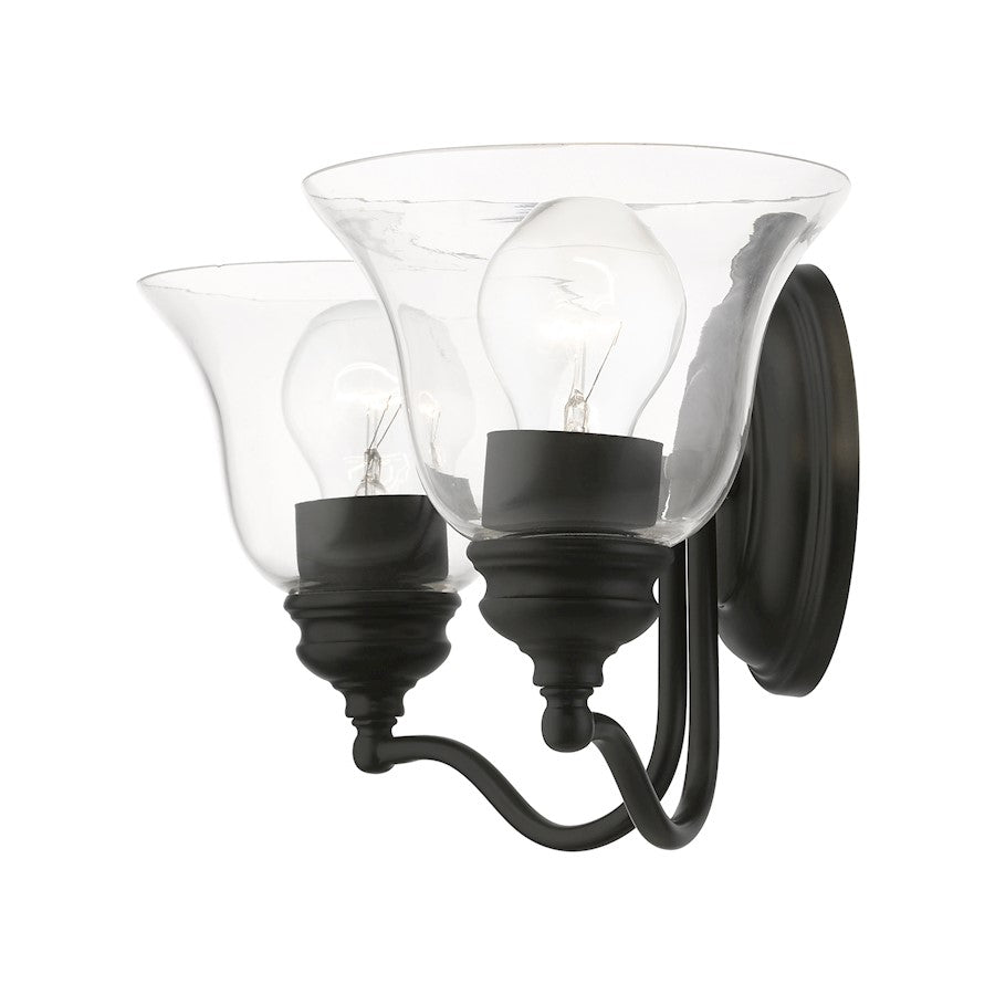 Livex Moreland 2 Light Vanity Sconce, Black/Clear