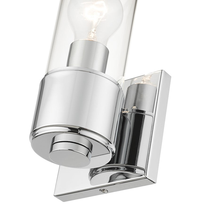 Livex Quincy 1 Light ADA Sconce, Polished Chrome/Clear Glass