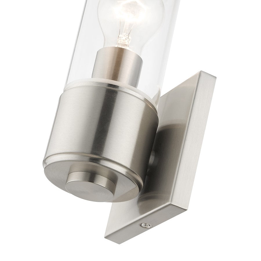 Livex Quincy 1 Light ADA Sconce, Brushed Nickel/Clear Glass