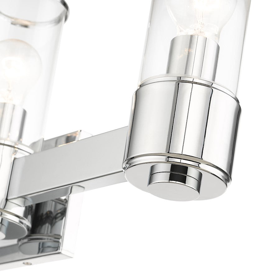 Livex Quincy 3 Light Vanity Sconce, Polished Chrome/Clear Glass