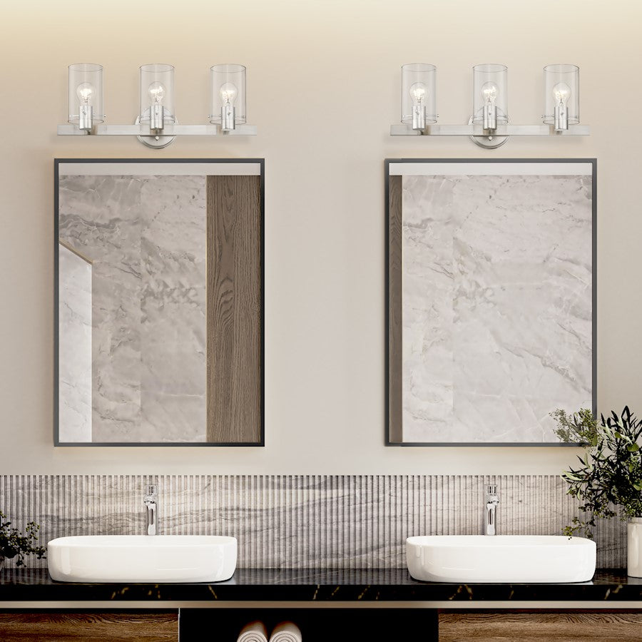 Livex Munich 3 Light Vanity Sconce, Brushed Nickel/Clear