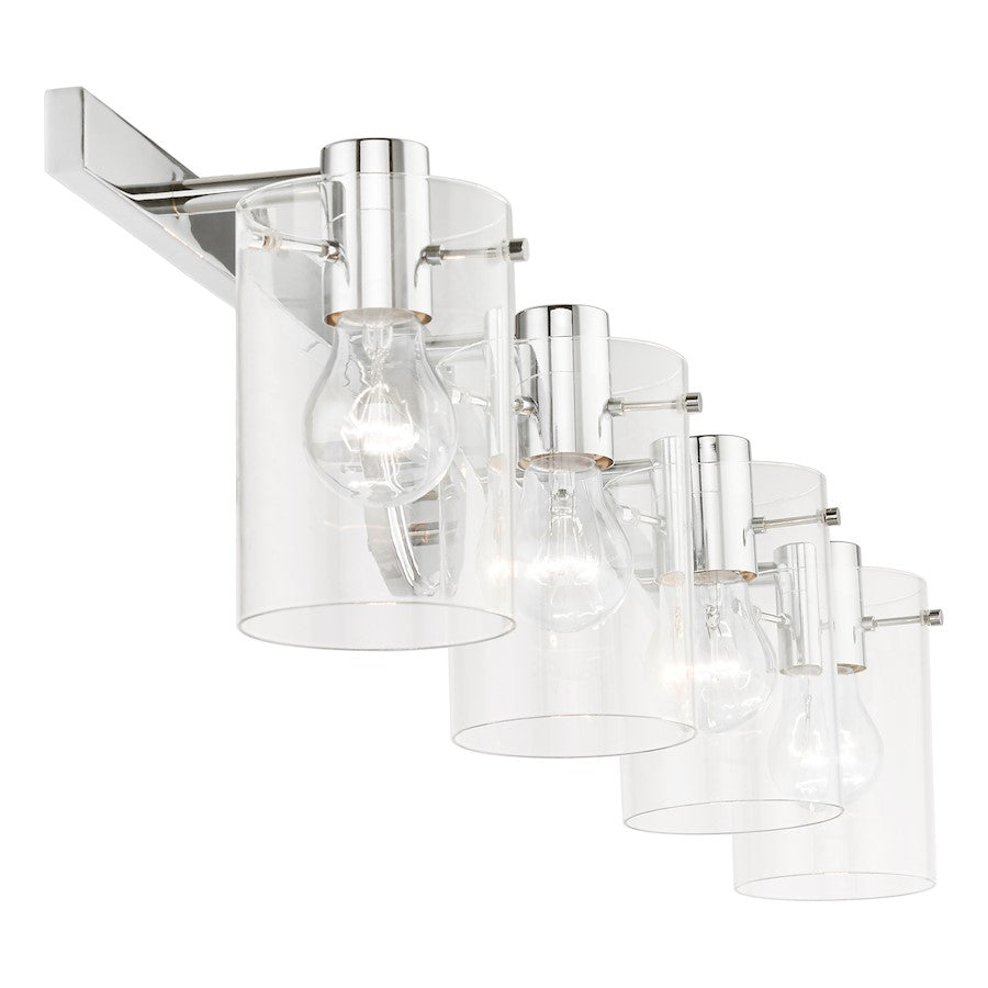 Livex Munich 4 Light Vanity Sconce, Polished Chrome/Clear