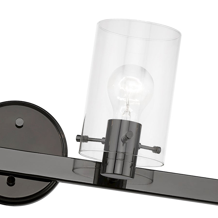 Livex Munich 4 Light Vanity Sconce, Black Chrome/Clear