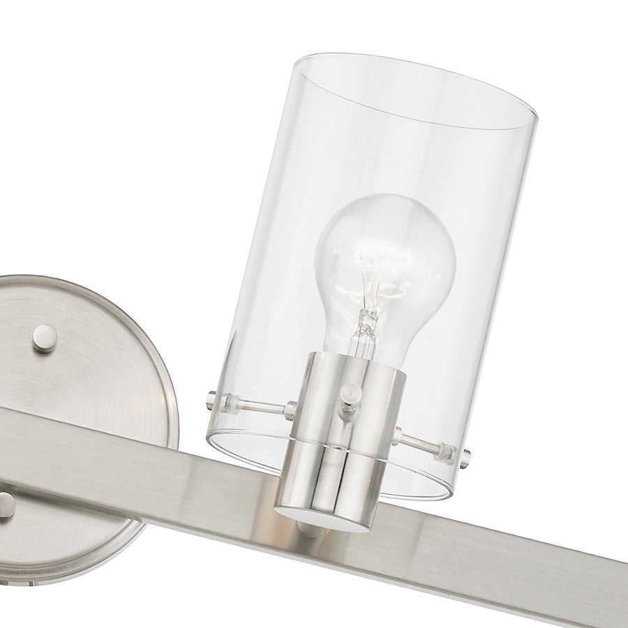 Livex Munich 4 Light Vanity Sconce, Brushed Nickel/Clear