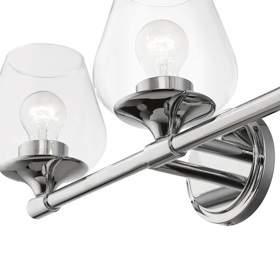 Livex Willow 3 Light Vanity Sconce, Polished Chrome/Clear