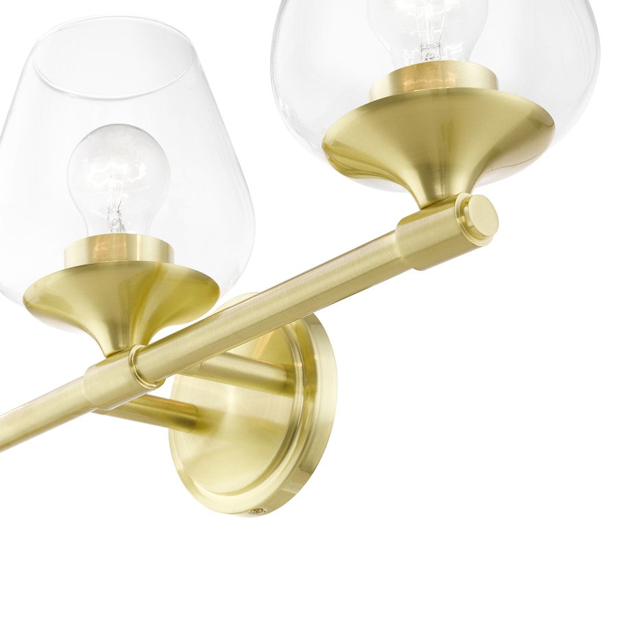 Livex Willow 3 Light Vanity Sconce, Satin Brass/Clear