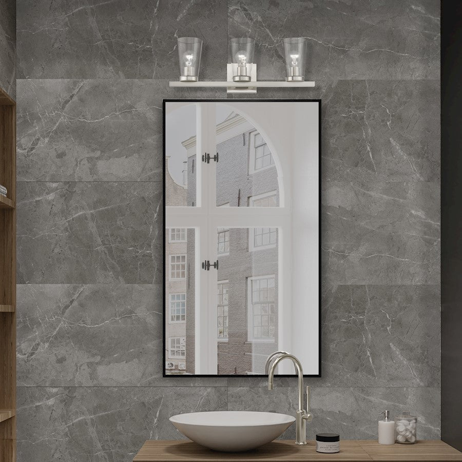 Livex Cityview 3 Light Vanity Sconce, Brushed Nickel/Clear