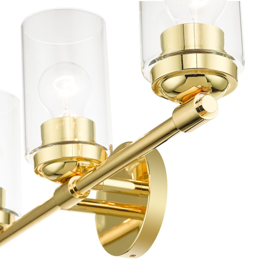 Livex Whittier 3 Light Vanity Sconce, Brass/Hand Blown Clear