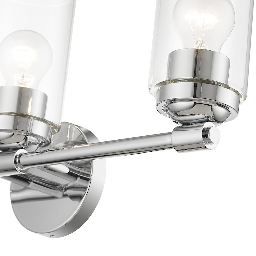 Livex Whittier 3 Light Vanity Sconce, Chrome/Hand Blown Clear
