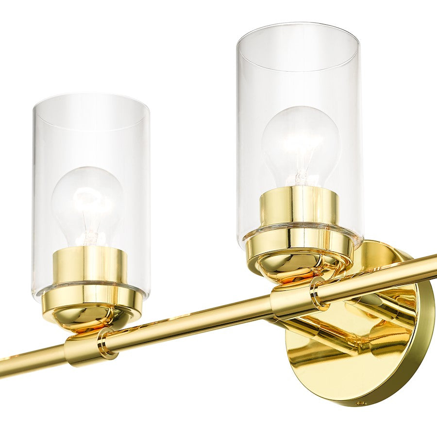 Livex Whittier 5 Light Large Vanity Sconce, Brass/Hand Blown Clear