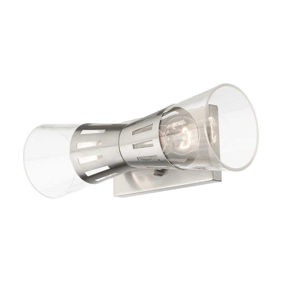 Livex Bennington 2 Light Sconce, Nickel/Clear