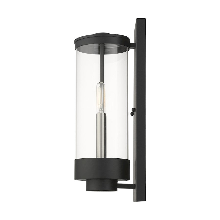 Livex Hillcrest 2 Light Outdoor Wall Lantern, Textured Black/Clear