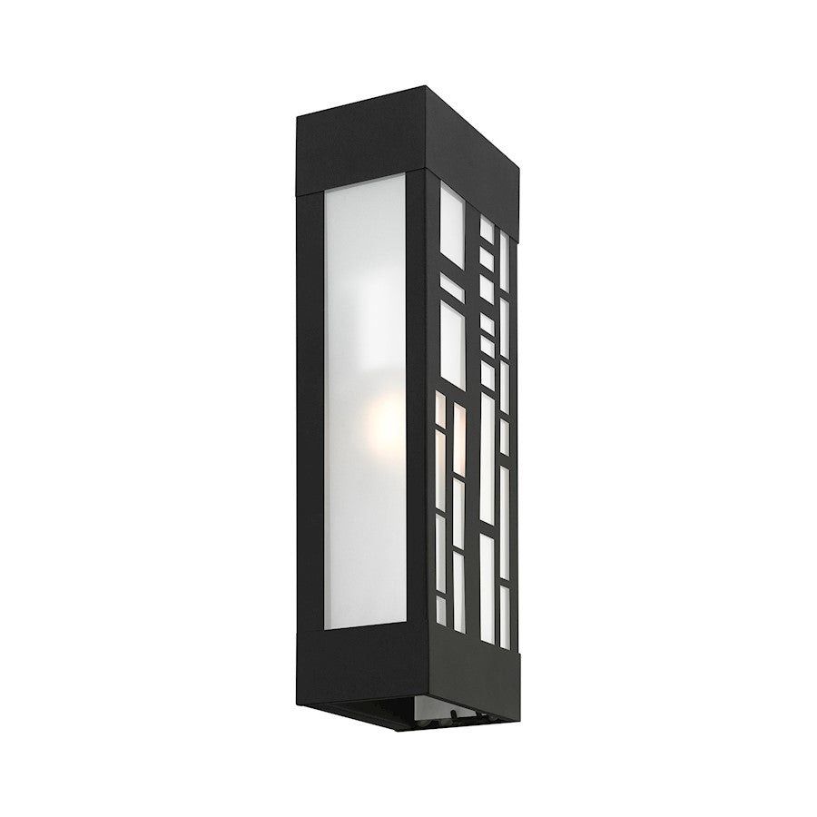 Livex Malmo 2 Light Outdoor ADA Sconce, Black/Clear/Sandblasted