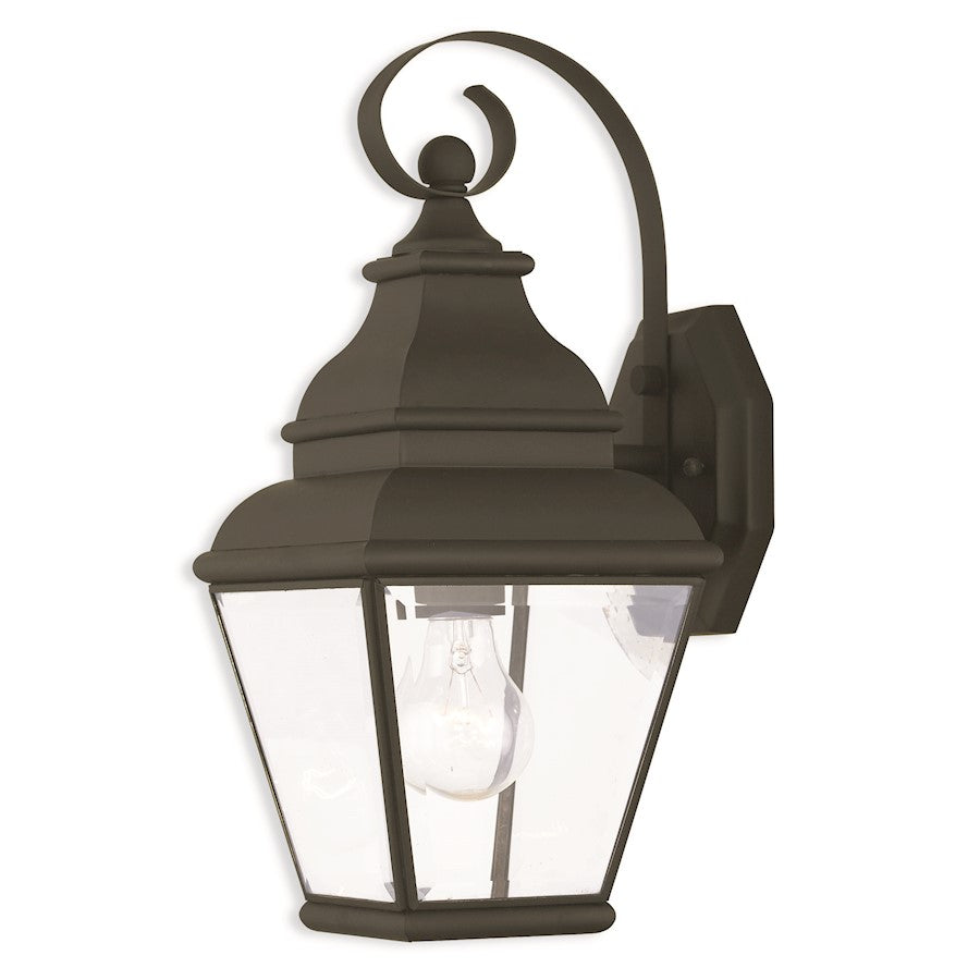 Livex Exeter 1 Light Outdoor Wall Lantern, Black/Clear Beveled Glass