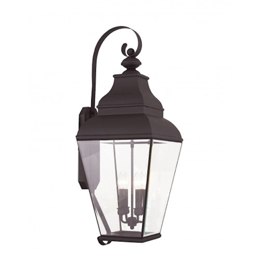 Livex Lighting Exeter 36in 4-Light Outdoor Wall Lantern | Traditional Bronze and Clear Beveled Glass | Entryway & Patio | Model 2596-07
