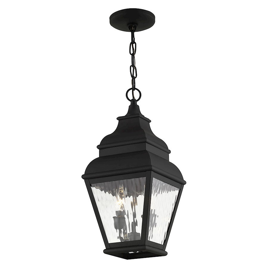 Livex Lighting Exeter 29in 3-Light Outdoor Wall Lantern | Traditional Black and Clear Water Glass | Entryway & Porch | 10 x 13 x 29 in | Model 2605-04