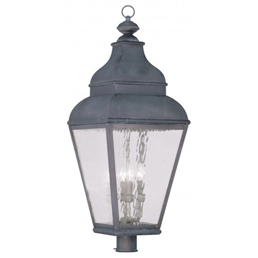 Livex Exeter 14in 4-Light Outdoor Post Head | Traditional Bronze and Clear Water Glass | Driveway & Walkway | 14 x 37 in | Model 2608-61