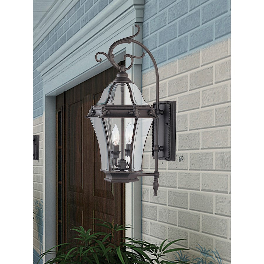 Livex Lighting Fleur de Lis 26in 2-Light Outdoor Wall Lantern | Traditional Bronze and Clear Beveled Glass | Front Door & Patio | Model 2621-07