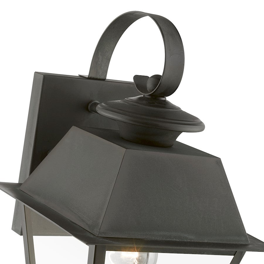 Livex Wentworth 1 Light Outdoor Small Wall Lantern, Charcoal/Clear