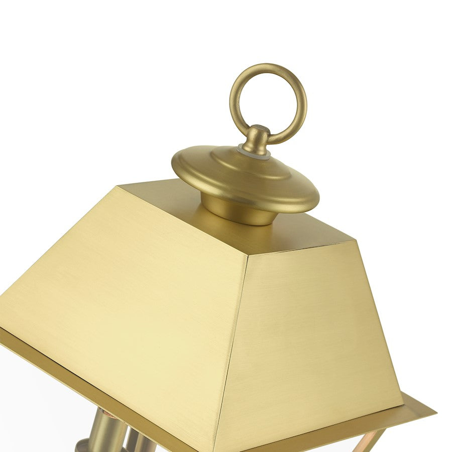 Livex Wentworth 2 Light Outdoor Medium Post Lantern, Brass/Clear