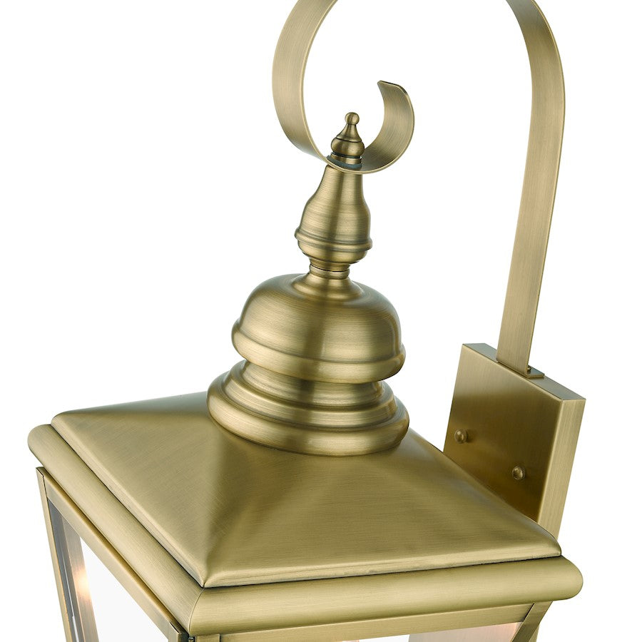 Livex Adams 3 Lt Outdoor Large Wall Lantern, Brass/Nickel/Cluster
