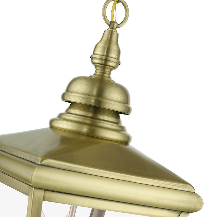 Livex Adams 3 Lt Outdoor Large Pendant Lantern, Brass/Nickel/Cluster
