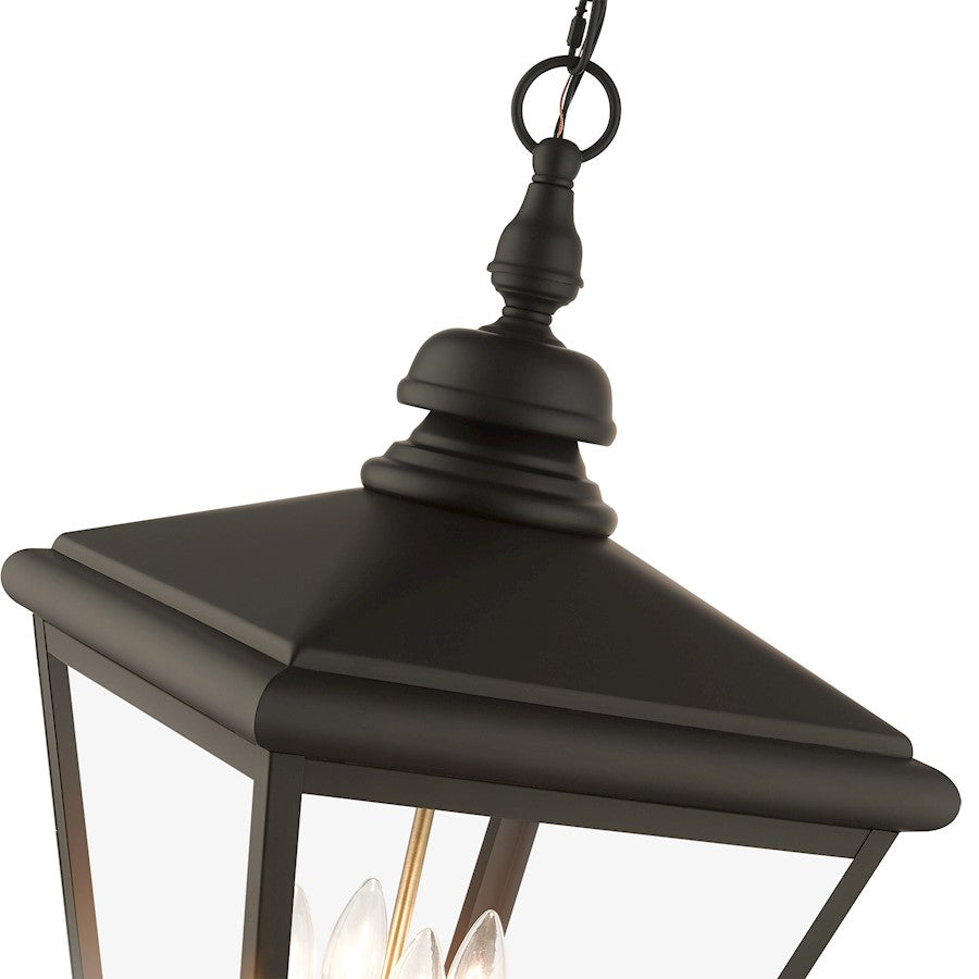 Livex Adams 4 Lt Outdoor XL Pendant Lantern, Bronze/Cluster/Clear