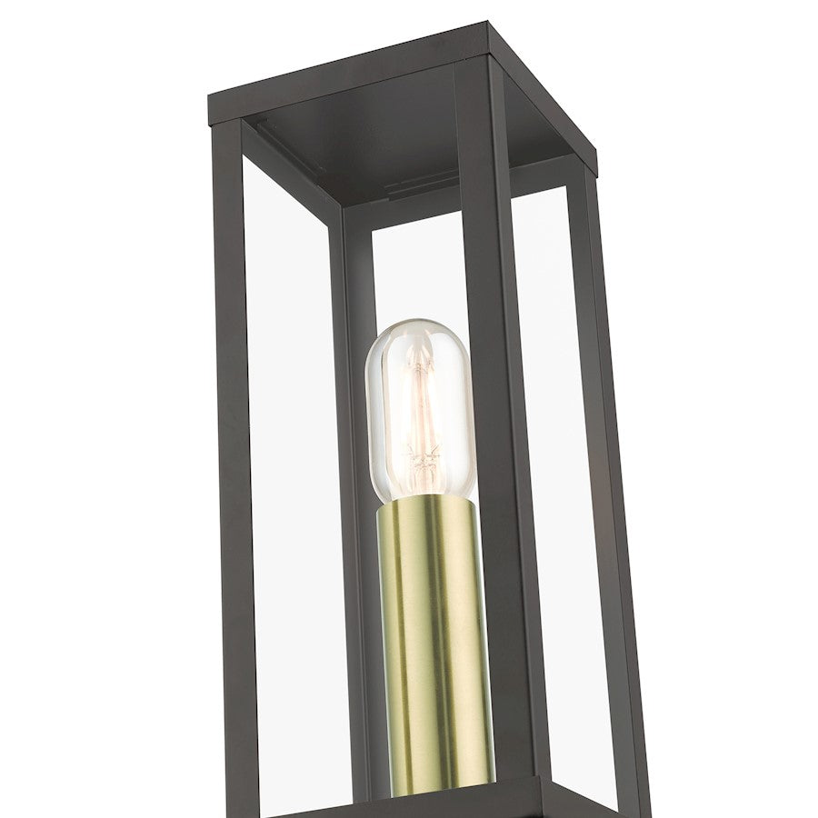Livex Gaffney 1 Light Outdoor Post Top Lantern, Bronze/Gold/Clear