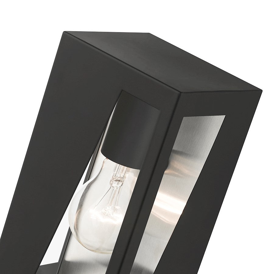 Livex Forsyth 1 Lt Outdoor Small Wall Lantern, Black/Nickel/Clear