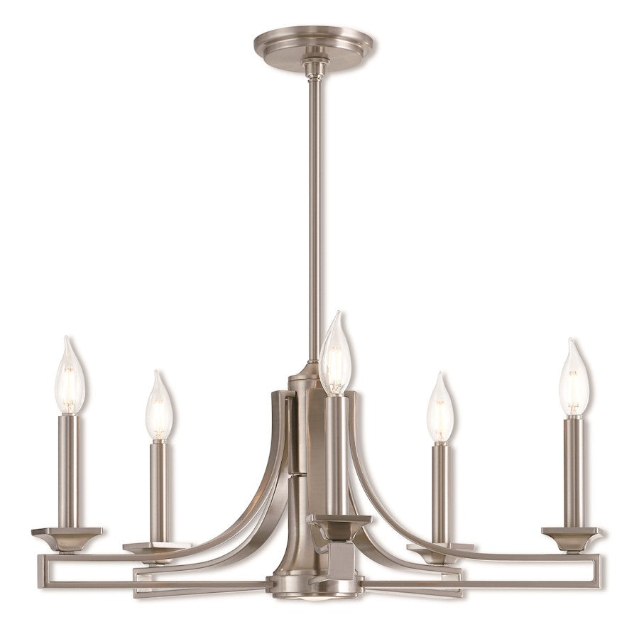Livex Trumbull 6 Light Chandelier in Brushed Nickel, 17.5"w
