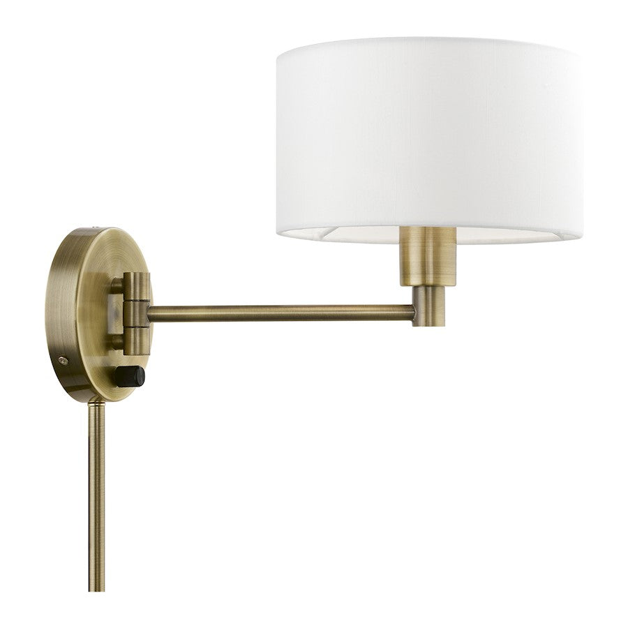 Livex Swing Arm Wall Lamps 1 Light 9" Swing Arm Wall Lamp, BS/OWH