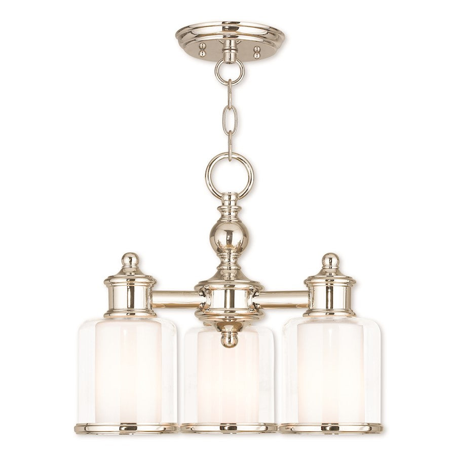 Livex Middlebush 3 LT Conv Mini Chandelier/Ceiling, Nickel/Clear/Opal