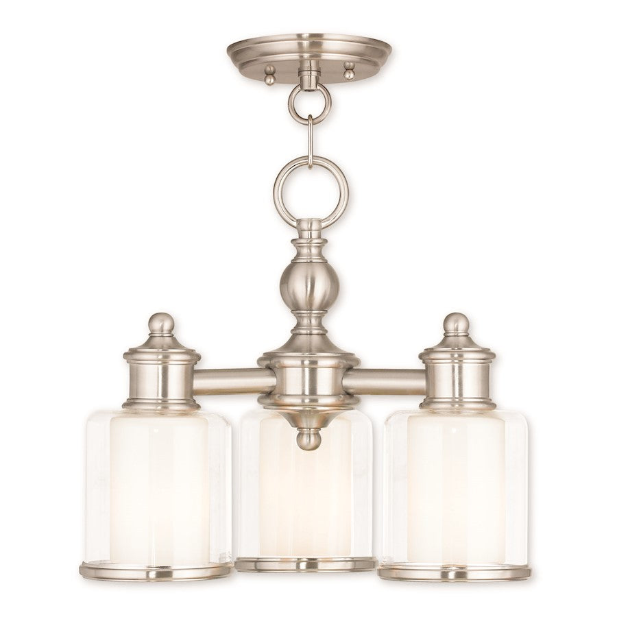 Livex Middlebush 3 Light Convertible, Nickel/Clear/Opal