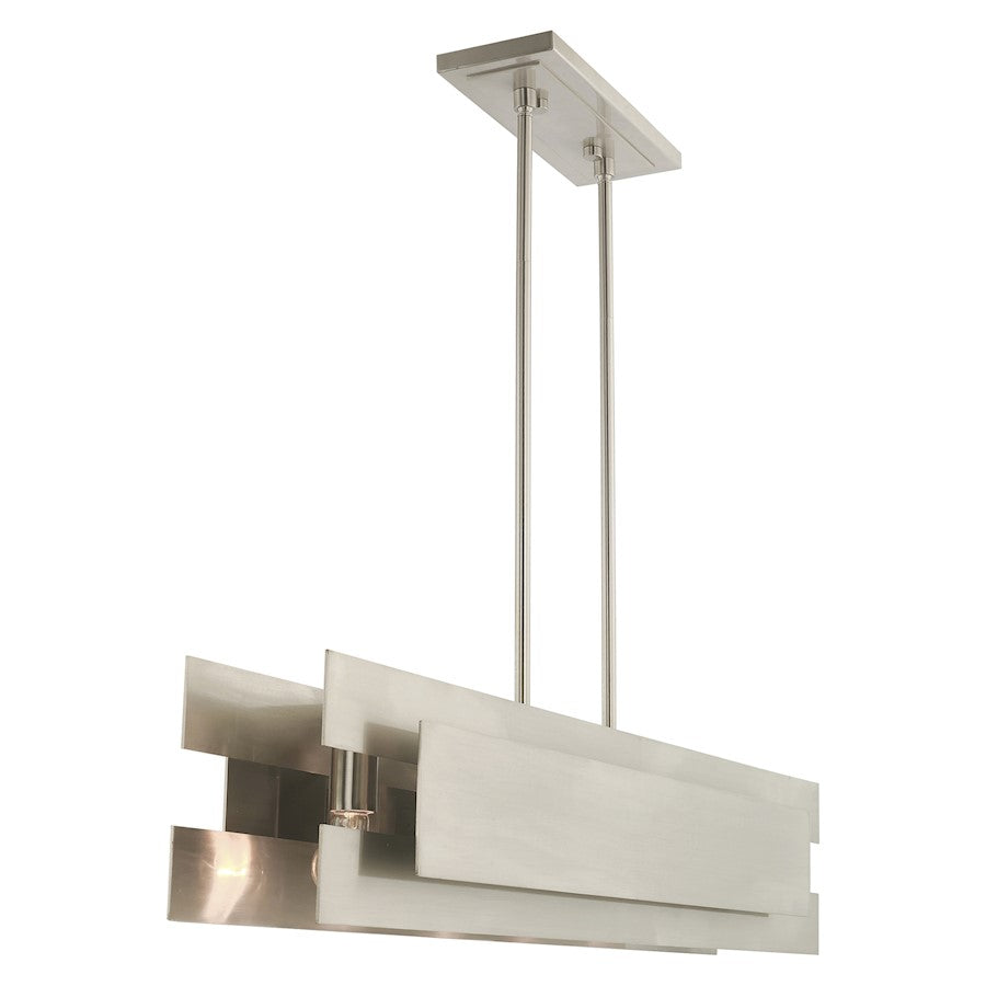 Livex Varick 5 Light Linear Chandelier, Brushed Nickel
