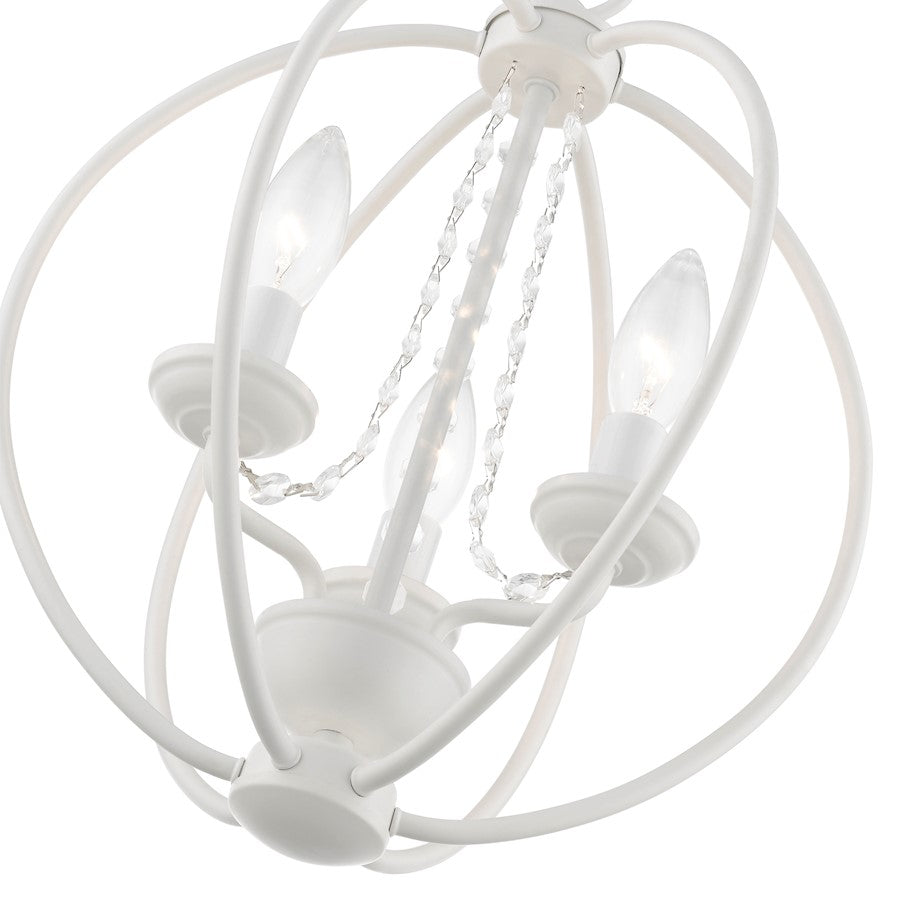 Livex Arabella 3 Light Globe Mini Chandelier/Semi-Flush, WH/Crystals