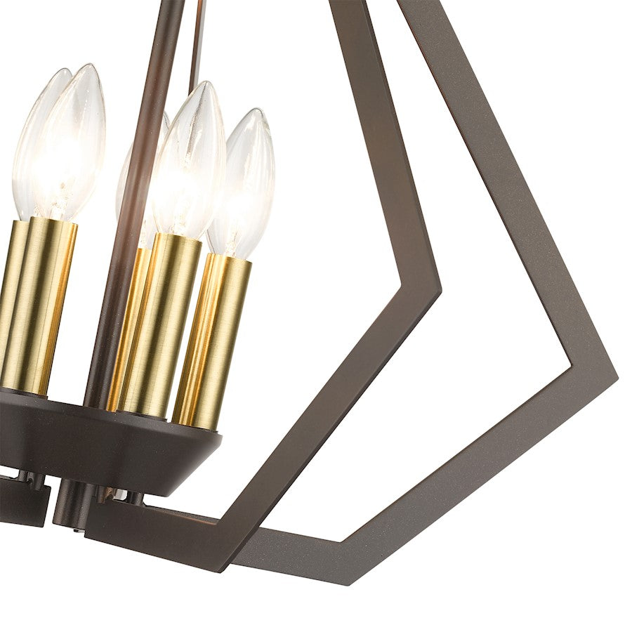 Livex Prism 5 Light Chandelier, English Bronze/Antique Brass