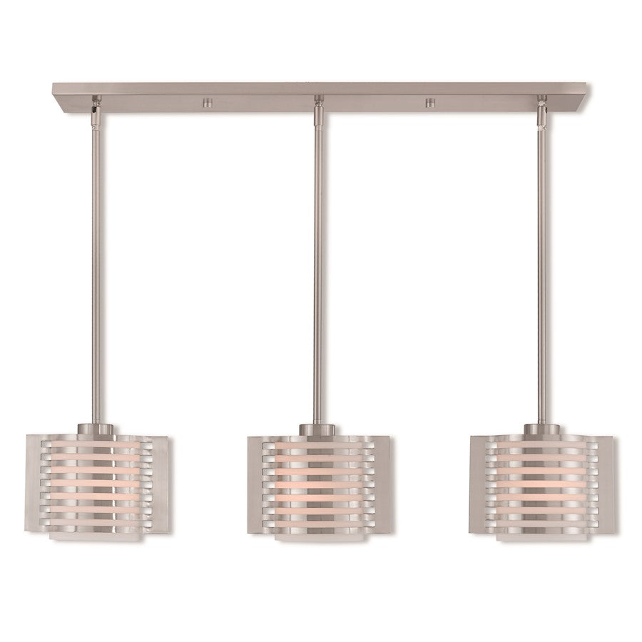 Livex Lighting Hilliard 3 Light Linear Chandelier in Brushed Nickel