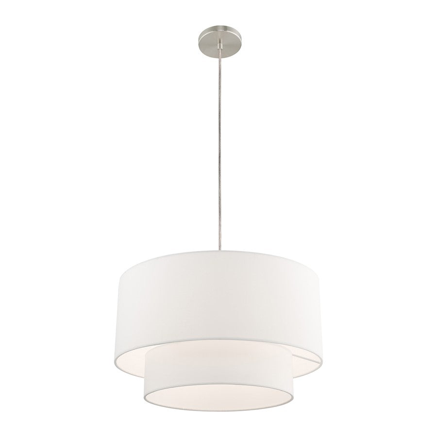 Livex Clark 1 Light 20" Pendant Chandelier, Brushed Nickel