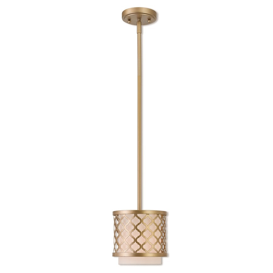 Livex Lighting Aresque 1 Light Mini Pendant in Soft Gold