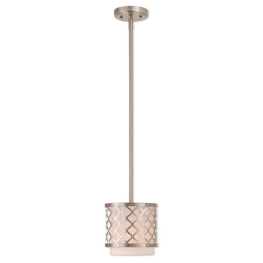Livex Lighting Aresque 1 Light Mini Pendant in Brushed Nickel