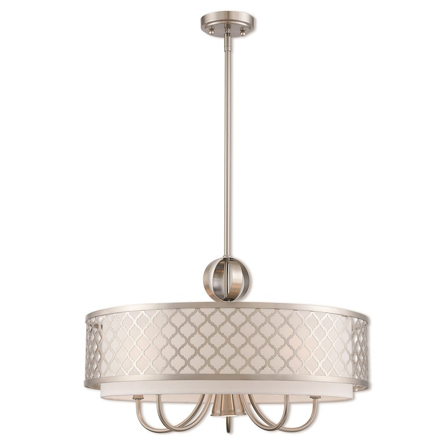 Livex Lighting Aresque 6 Light Pendant Chandelier in Brushed Nickel