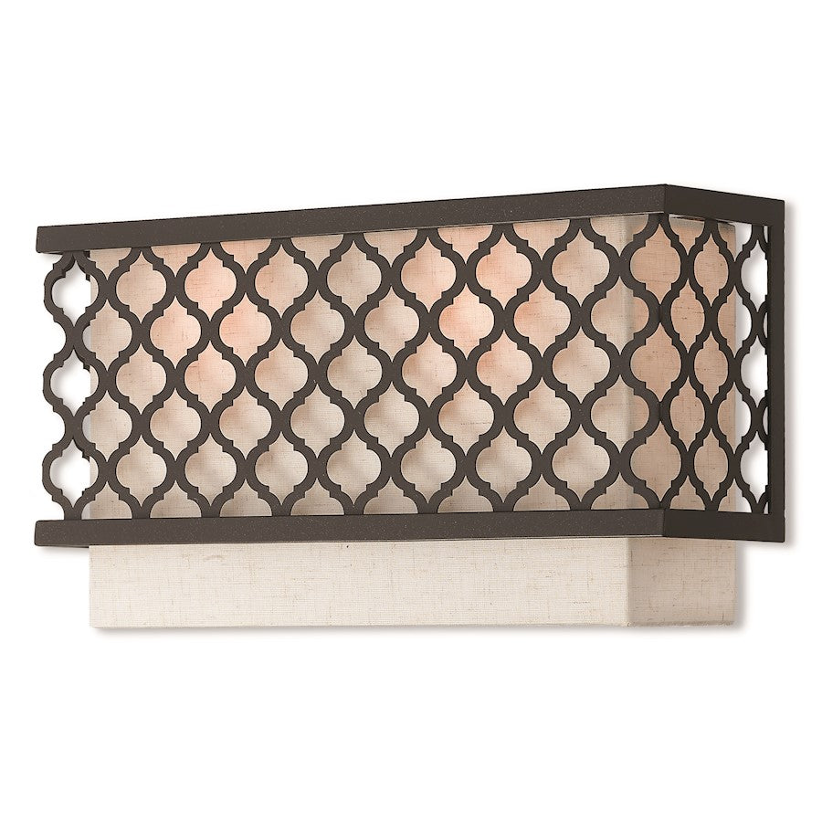 Livex Aresque 2 Light Wall Sconce in English Bronze, 8"w x 6.375"h