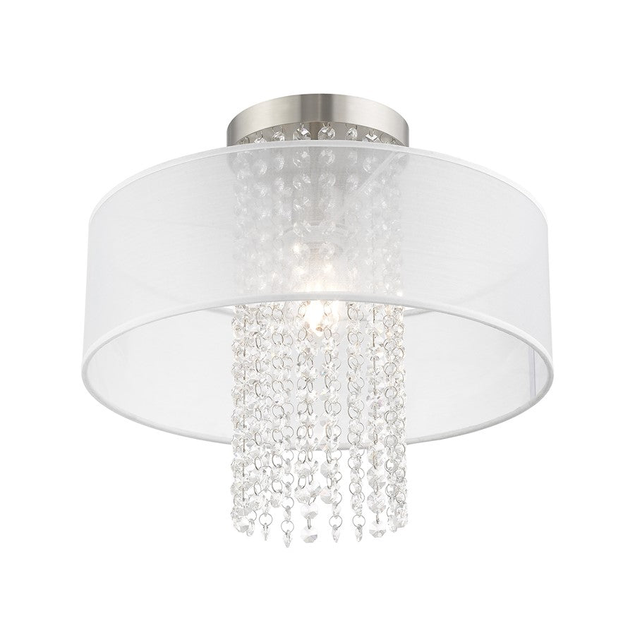 Livex Bella Vista 1 Light 15" Ceiling Mount, Brushed Nickel