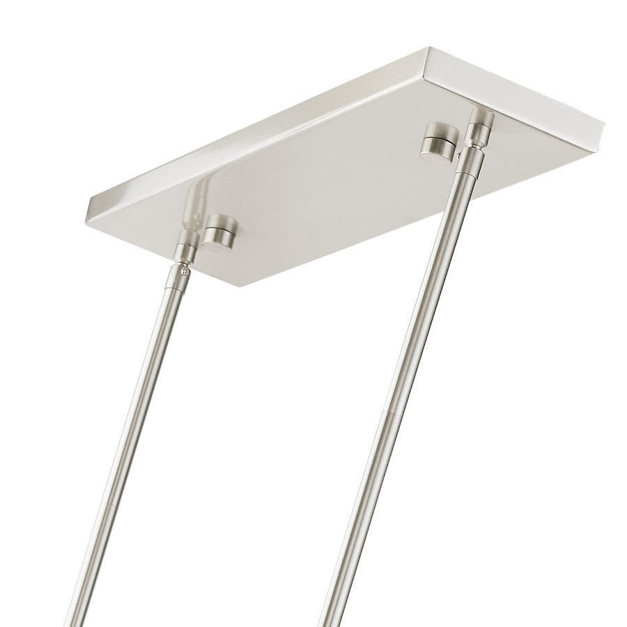 Livex Summit 4 Light Linear Chandelier, Nickel/Oatmeal/White Fabric