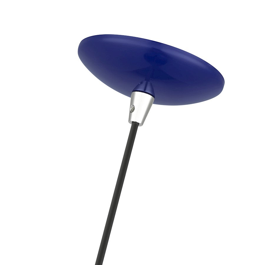 Livex Piedmont 1 Light Globe Pendant, Cobalt Blue/Chrome/Gold