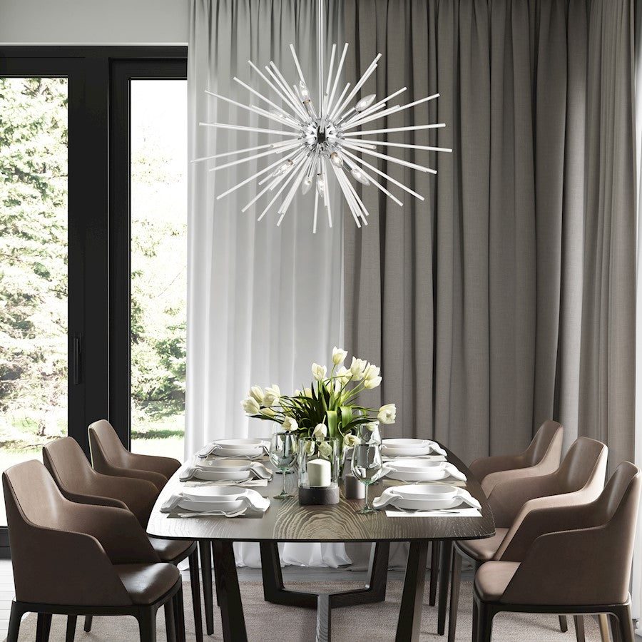 Livex Utopia 9 Light Large Pendant Chandelier, Chrome/Clear Rods